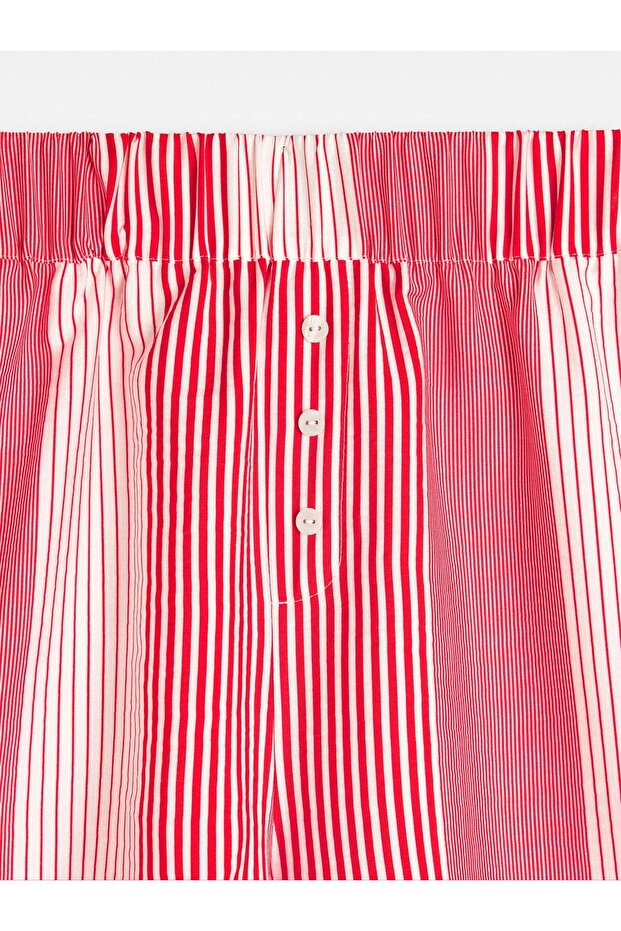 Kontrastlı Çizgili Şort - 6