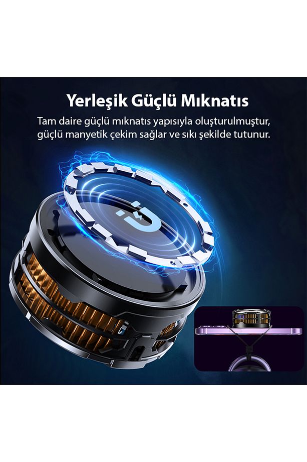 CX08 iOS Android Soğutucu 15W Manyeti+Arka Klips 2'si 1 Arada Yarı İletken Soğutma Fanı Radyatörü Sİ - 4