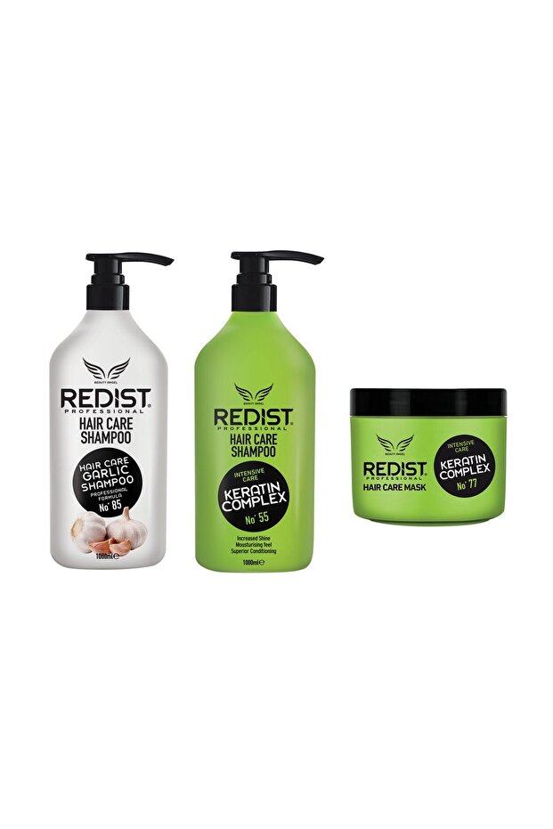 Redist Package: Garlic Shampoo 1000 ml, Keratin Soap 1000 ml and Keratin Mask 500 ml - 1