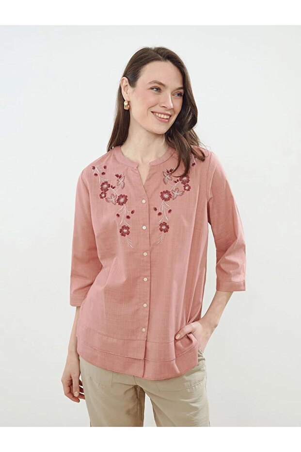 Lcw Grace Scoop Neckline Floral Embroidery Blouse (S5)