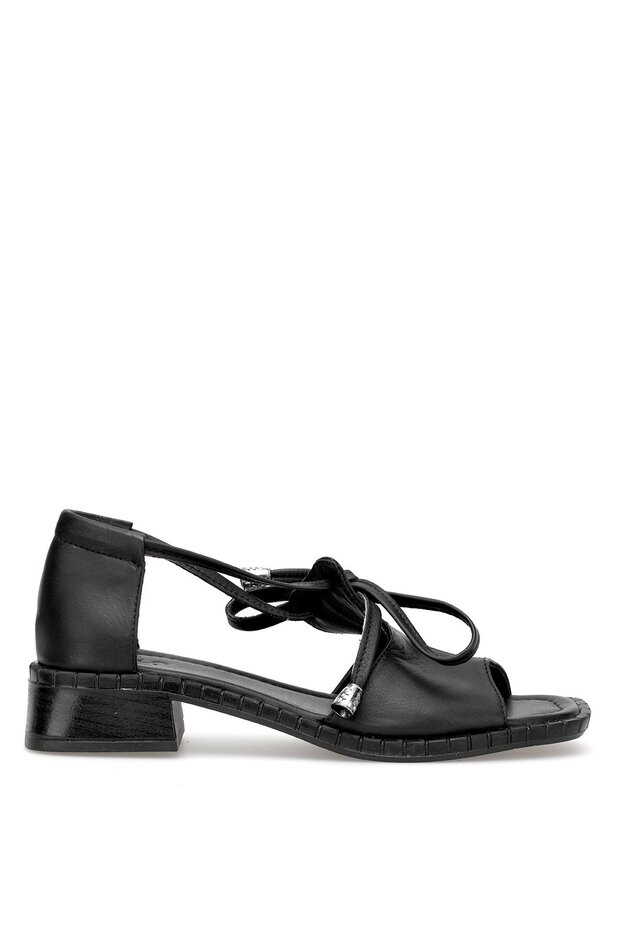 Elit Zeyn 8155 Women's Genuine Leather Heeled Sandals Black