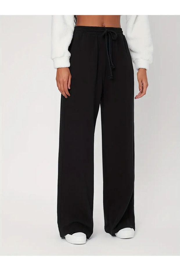 Women's Black Baggy Plus Size Loose Cut Quality Flexible Comfortable Fabric Sweatpants Lossi̇a59