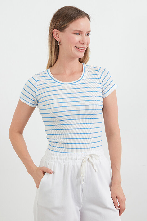 Μπλουζάκι με ριγέ κοτλέ - 2