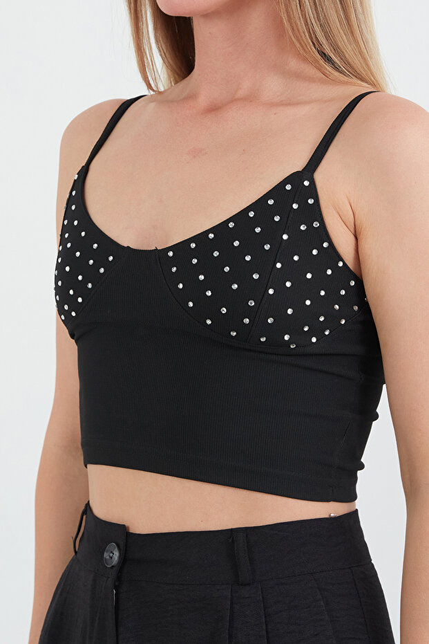 Taş İşlemeli Askılı Büstiyer - 5