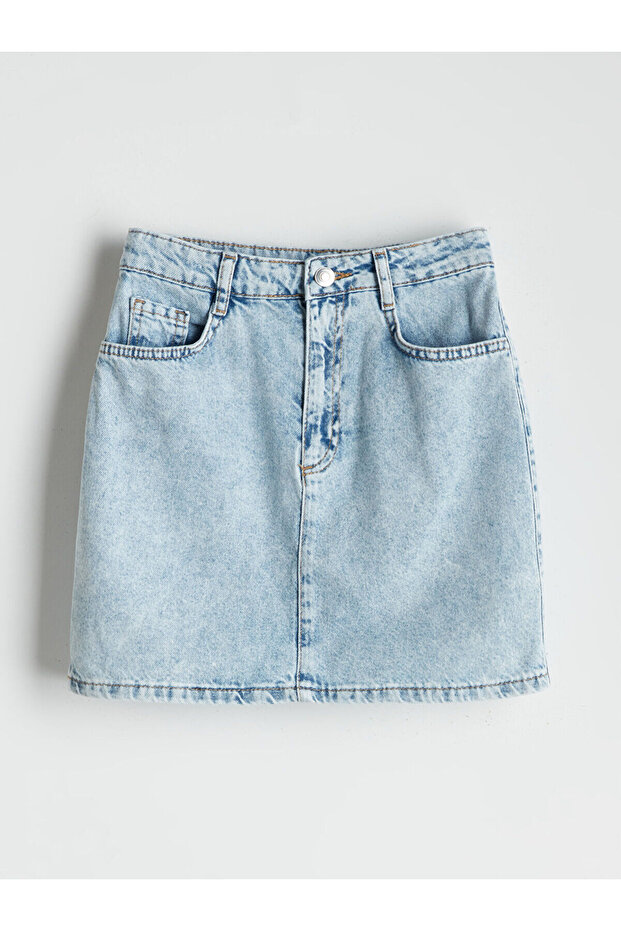 Girl's Jean Skirt with Adjustable Elastic Waist