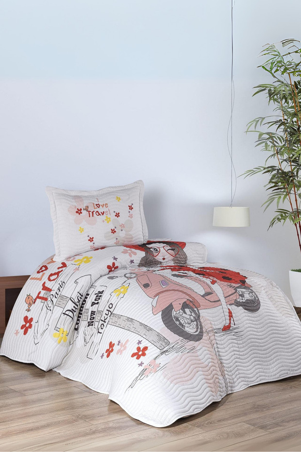 Gezgin Kız Çocuk Tek Kişilik Yatak Örtüsü Takımı - Pike Set - 1