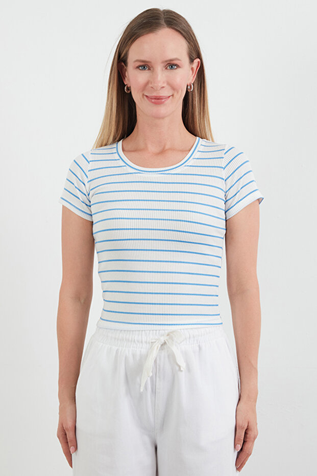 Μπλουζάκι με ριγέ κοτλέ - 6