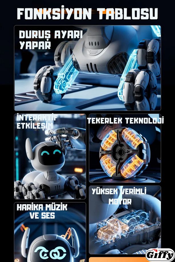 Oyuncak Uzaktan Kumandalı Robot Köpek ,Şarjlı ,Sesli ve Işıklı ,İnteraktif Robot, Full Fonksiyon - 7