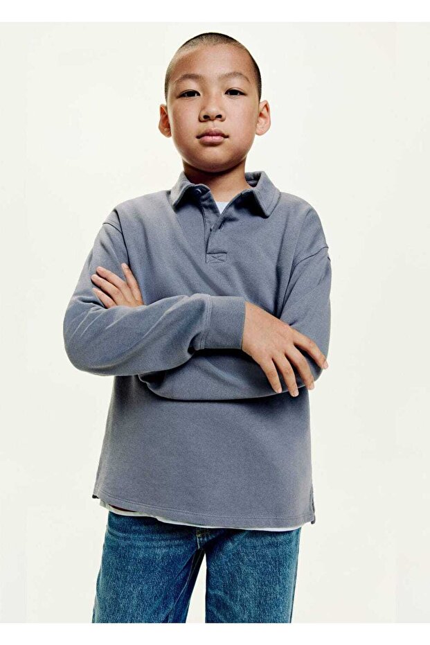 Polo yaka sweatshirt - 1