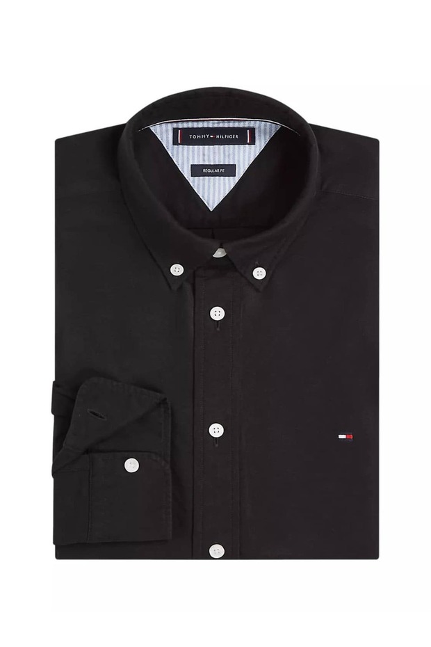 Men's Regular Fit Button Collar Oxford Shirt - Black