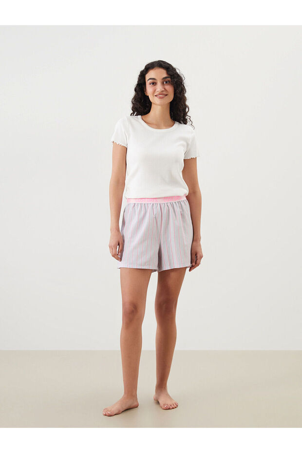 Women's Striped Shorts Pajama Bottoms with Elastic Waistband