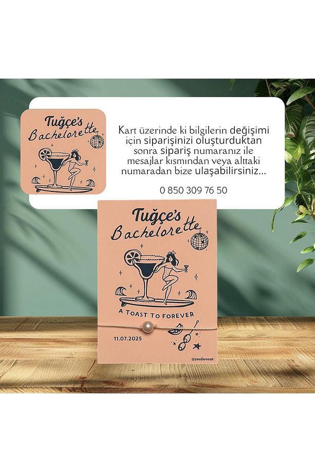 Bride To Be Hediyelik 5 Adet 9x11cm Kart Tasarımı ile İnci Bileklik - 3