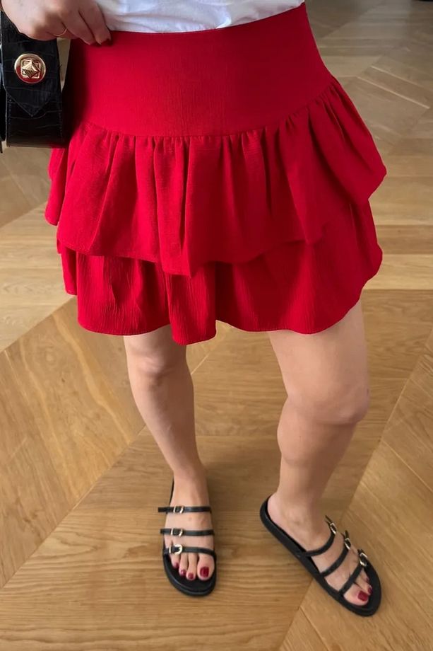 Volanlı Mini Şort Etek - 6