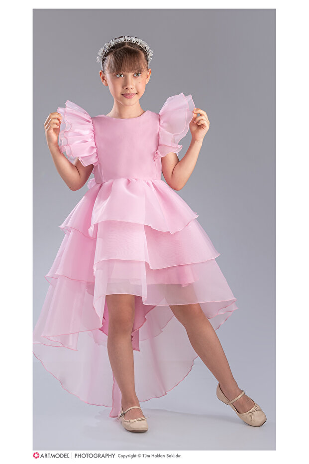 Flared Fluffy Tail Ktkat Chiffon Luxury Children's Evening Dress Aby229
