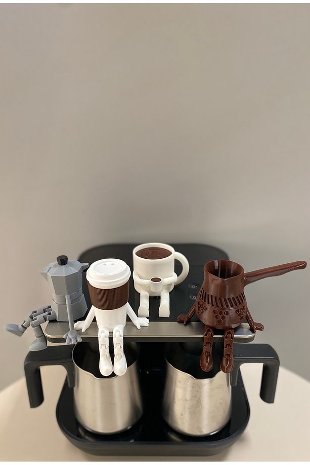 Kahve Köşesi - 4'lü Ayaklı Kahve Köşesi Takımı - Moka Pot - Bardak - Kahve Bardağı - Cezve - 6