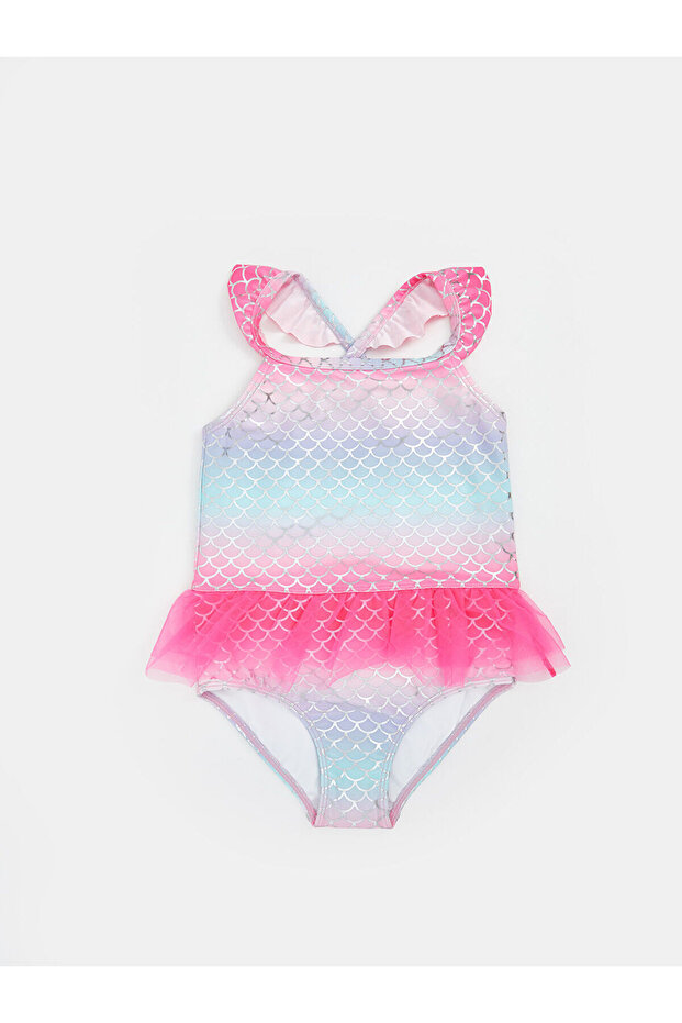 Lcw Baby Patterned Tulle Girl's Swimsuit (S5)