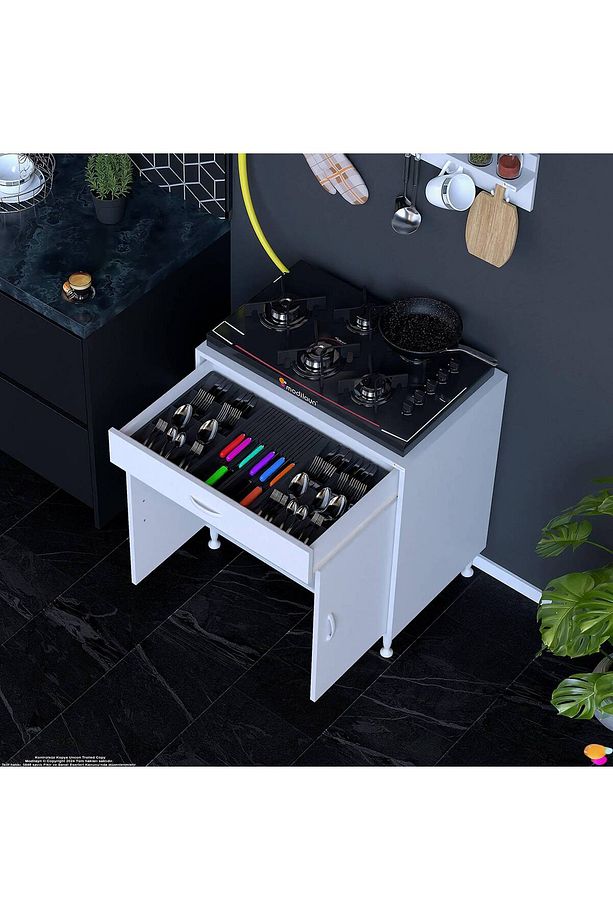 Doqu Xxl Set Ocak Altı Dolabı 75x88x56 Cm Tüp Bölmeli Ve Üst Baharat Raflı - 3