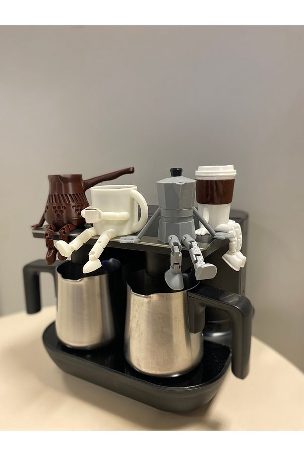 Kahve Köşesi - 4'lü Ayaklı Kahve Köşesi Takımı - Moka Pot - Bardak - Kahve Bardağı - Cezve - 4