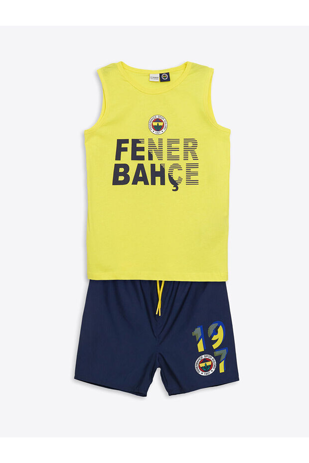 New Season Crew Neck Fenerbahce Printed Boys Undershirt and Sea Shorts - S5Dr35Z4