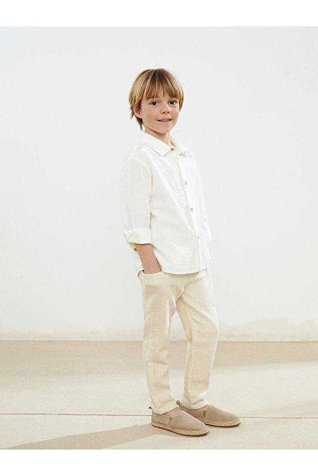 Boy's Elastic Waist Linen Trousers