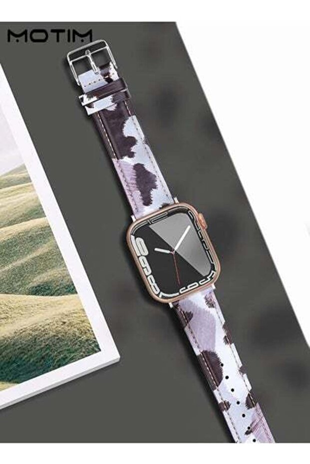 حزام جلدي رفيع متوافق مع سوار ساعة Apple Watch، سوار معصم بديل من الجلد الأصلي