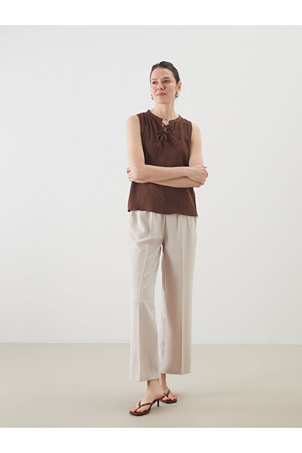 Wide Leg Women's Trousers with Elastic Waist