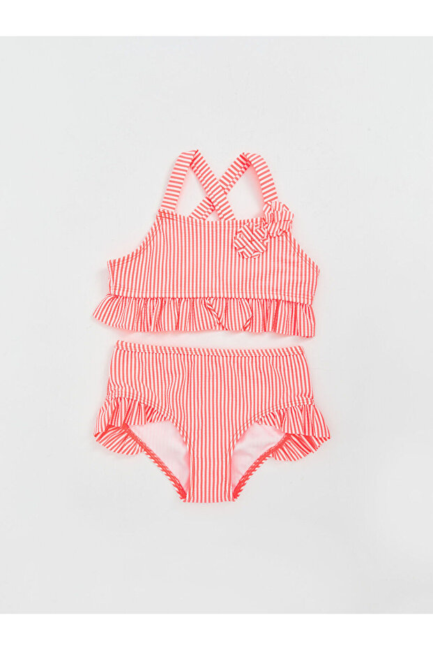Nevavm Striped Girl's Bikini Set with Difference