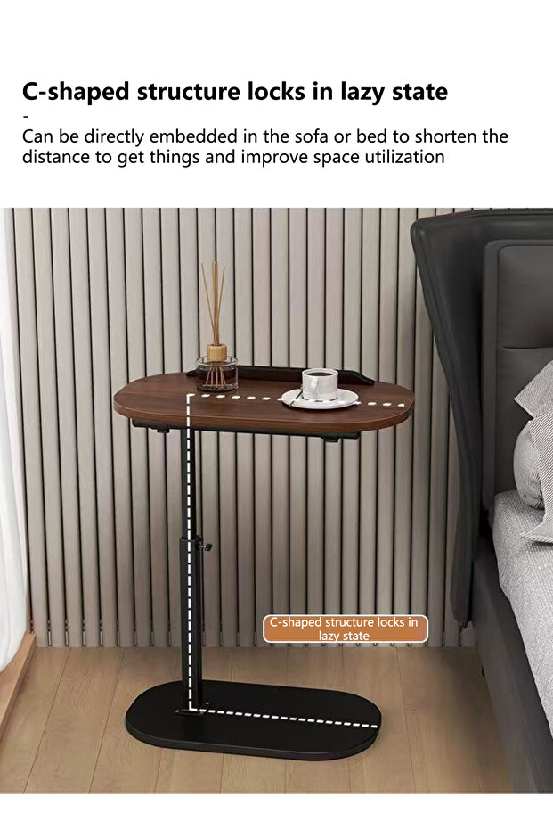 طاولة جانبية قابلة للرفع بتصميم أريكة ريترو إسكندنافية، طاولة جانبية قابلة للتحريك لغرفة المعيشة - 5