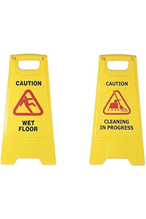 YU WELL Caution Sign Board (Combo of 2 Pcs Sign Board,Wet Floor and Cleaning in Progress Sign Board)