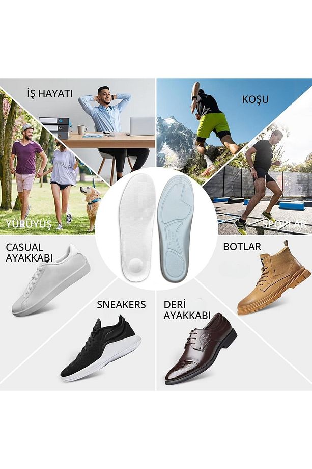 Tam Ortopedik Darbe Emici Spor İç Tabanlık, Koşu, Yürüyüş ve İş İçin Rahat Ayakkabı Tabanı, 1 Çift - 7