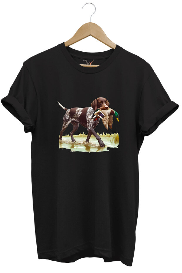 Hunting Hunting Duck Hunting Printed Dog Hunting in Reeds 100% Cotton Regular Fit T-Shirt