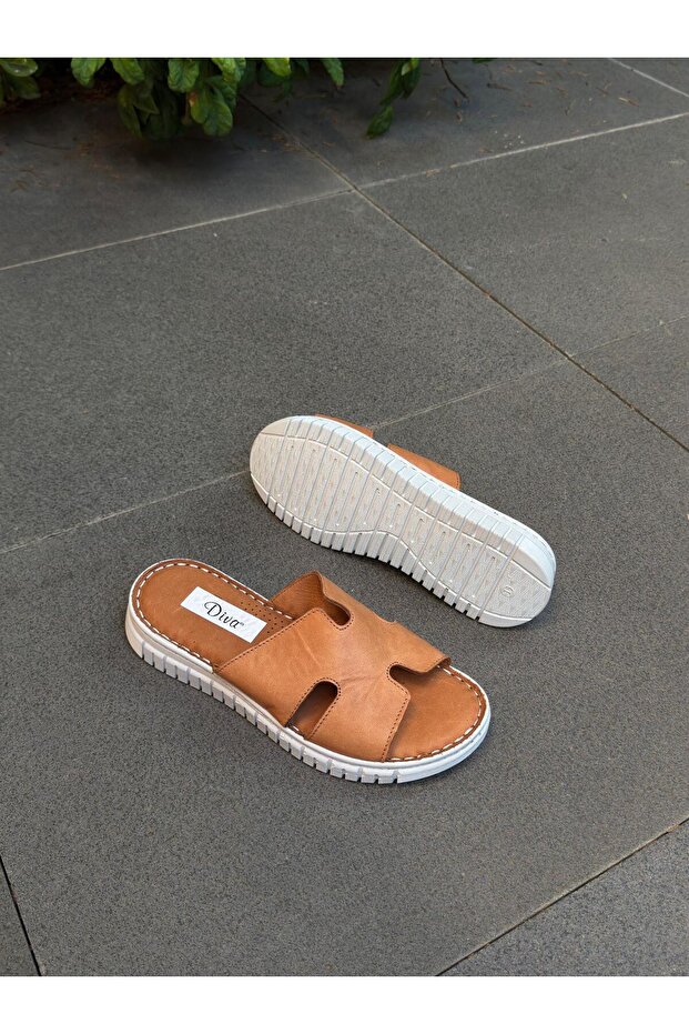 Diva Taba Deri Ortopedik Kadın Günlük Terlik - 1