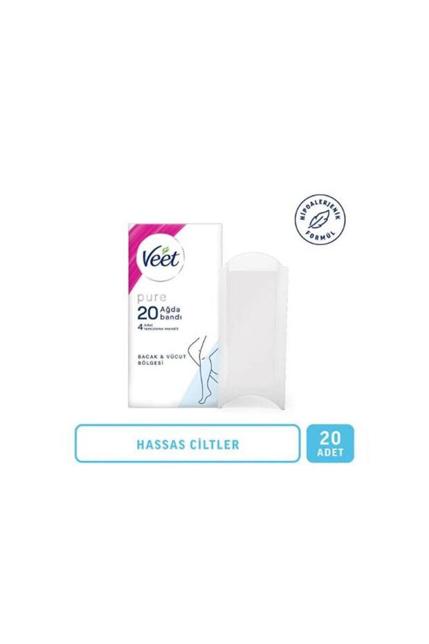 Pure Sir Ağda Bantları Hasas Ciltler İçin Bacak ve Vücut Bölgesi 20 li - 1