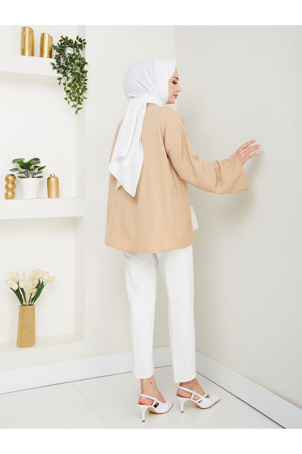 Sofya Keten Tesettür Kadın Gömlek - 7