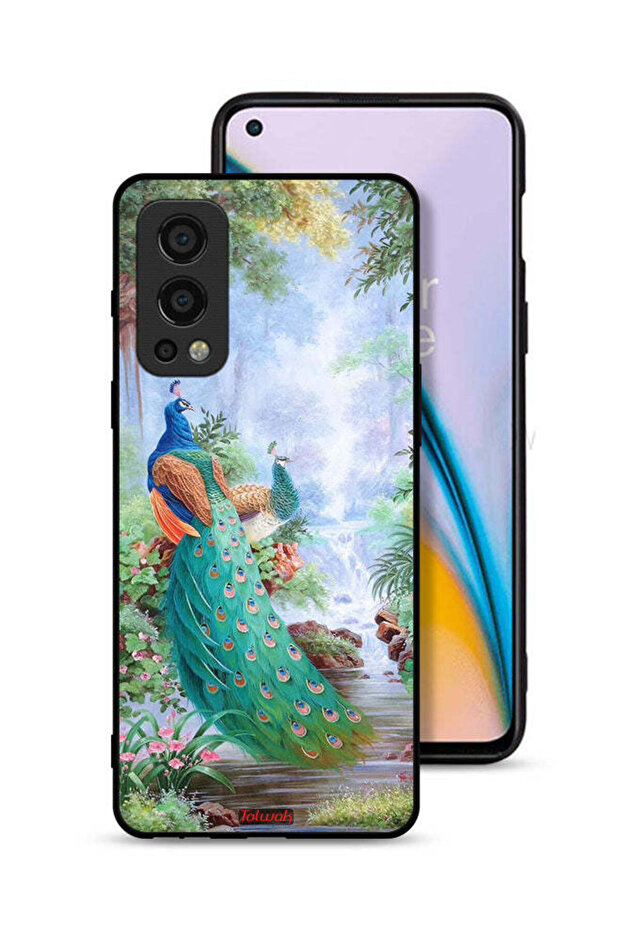 غطاء حماية لهاتف OnePlus Nord 2 5G بنقشة الطاووس