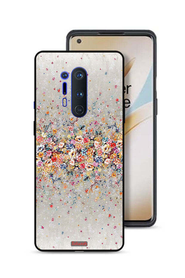 غطاء حماية لهاتف OnePlus 8 Pro بنقشة زهور صغيرة وفن تجريدي