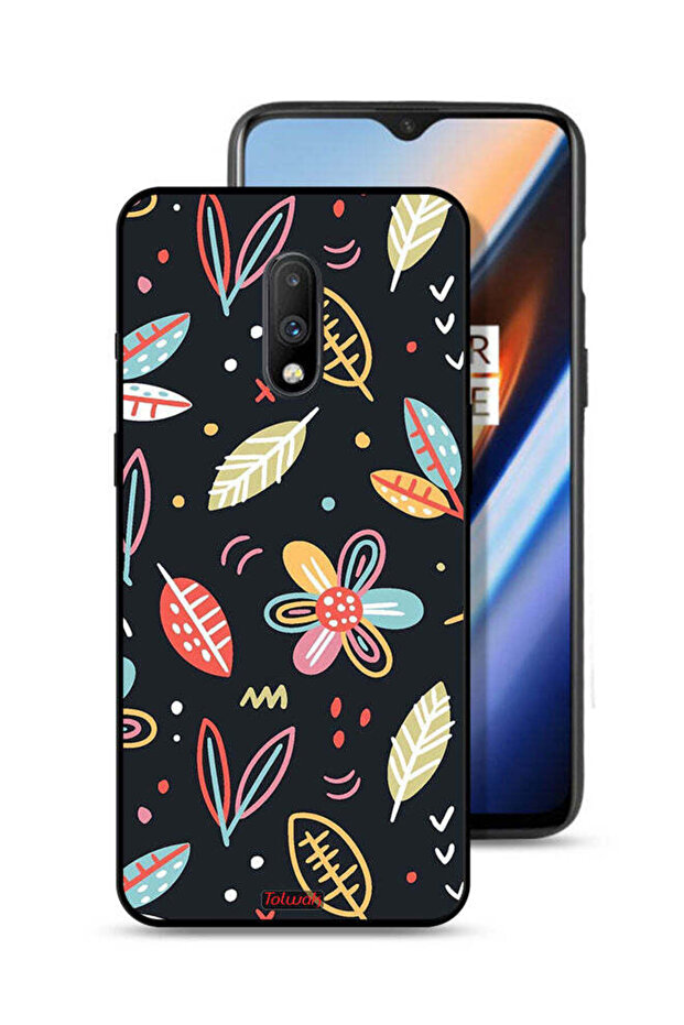 OnePlus 7 Protective Case Cover Flowers And Leaves Abstract Art