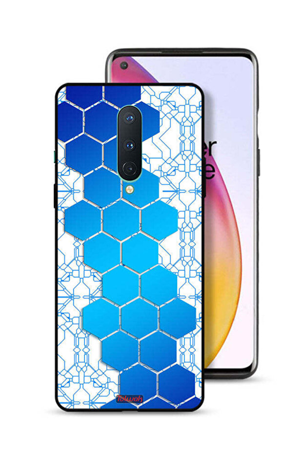 غطاء حماية لهاتف OnePlus 8 بنمط شبكات أيقونات سداسية الشكل من Honeycomb
