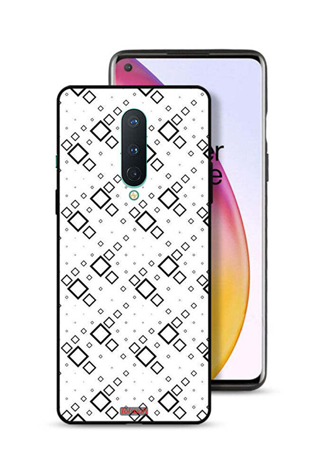 غطاء حماية لهاتف OnePlus 8 بتصميم مربع تجريدي رقمي