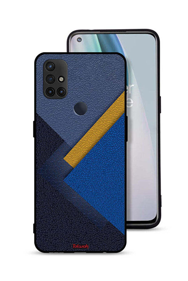 غطاء حماية لهاتف OnePlus Nord N10 5G بنقشة مثلثات جلدية