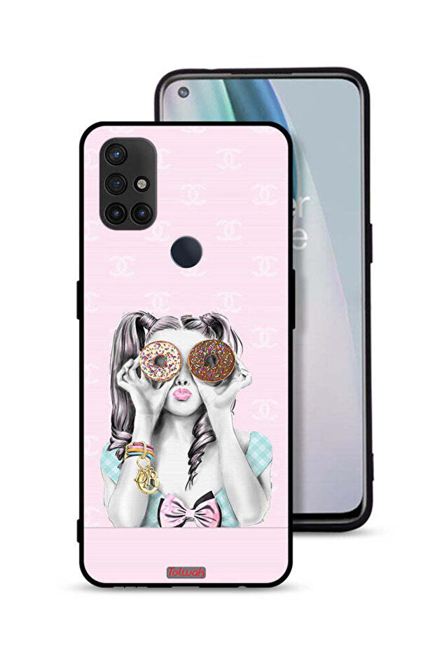 غطاء حماية لهاتف OnePlus Nord N10 5G يحمل قطعتين من الدونات