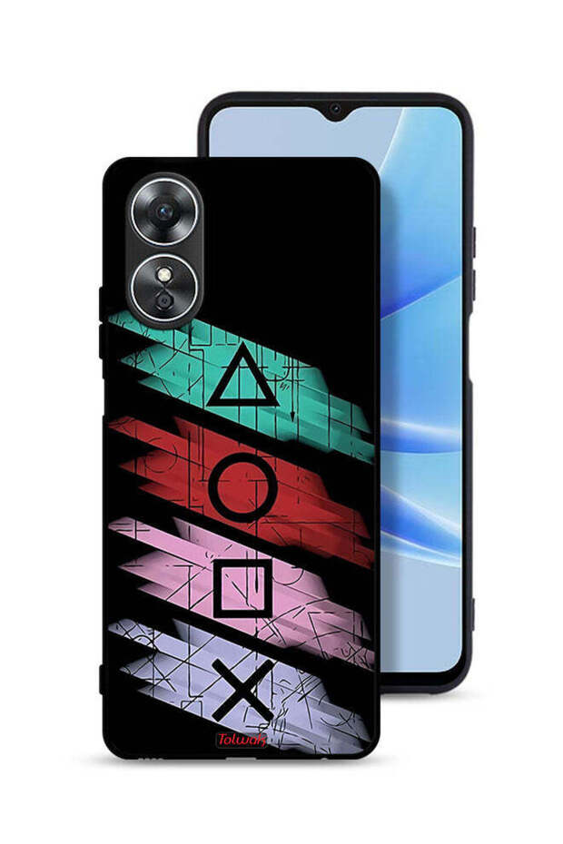 غطاء حماية لهاتف Oppo A17 برسومات أيقونات لعبة الحبار