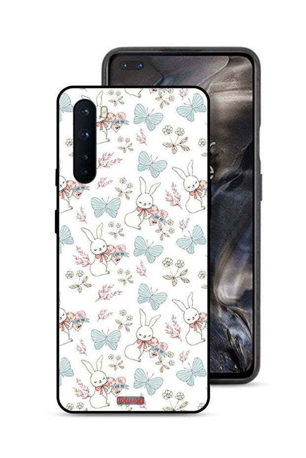 غطاء حماية لهاتف OnePlus Nord بطبعة أرنب وفراشات