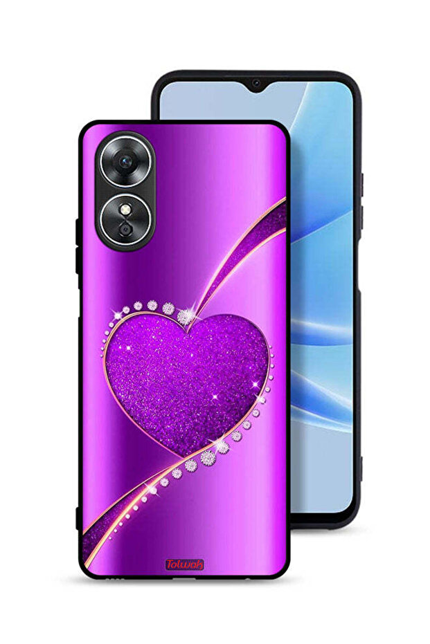 غطاء حماية لهاتف Oppo A17 - قلب لامع
