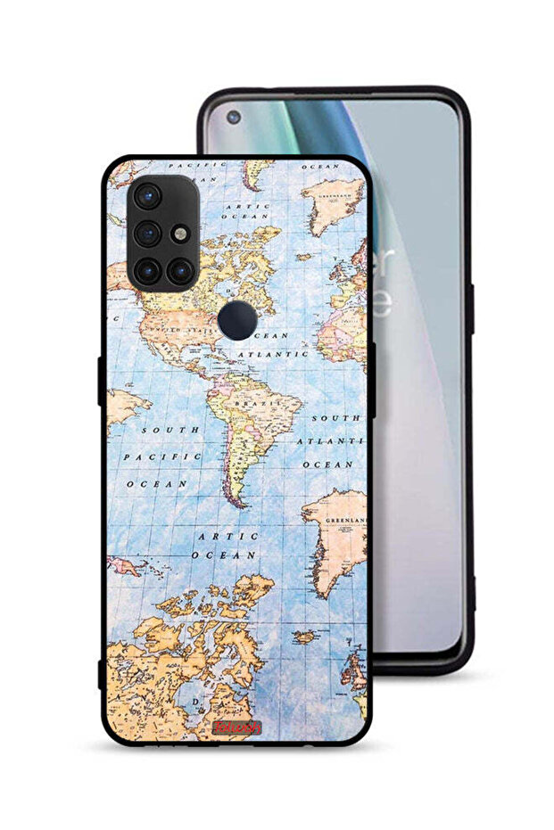 غطاء حماية لهاتف OnePlus Nord N10 5G مع خريطة العالم