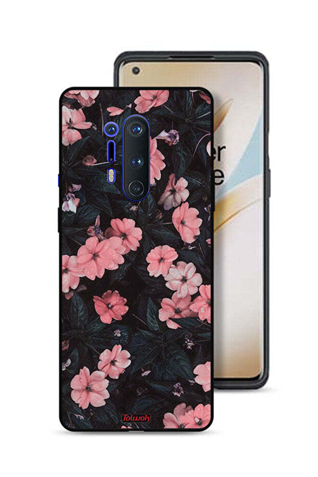 غطاء حماية لهاتف OnePlus 8 Pro - لون الخوخ والورود الصغيرة