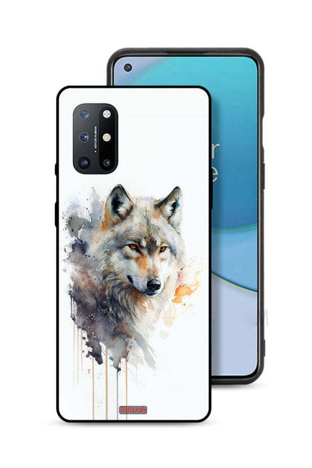غطاء حماية لهاتف OnePlus 8T 5G بتصميم فن تجريدي للذئب