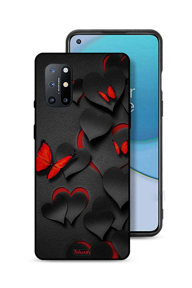 غطاء حماية لهاتف OnePlus 8T 5G بنقشة قلوب وفراشات