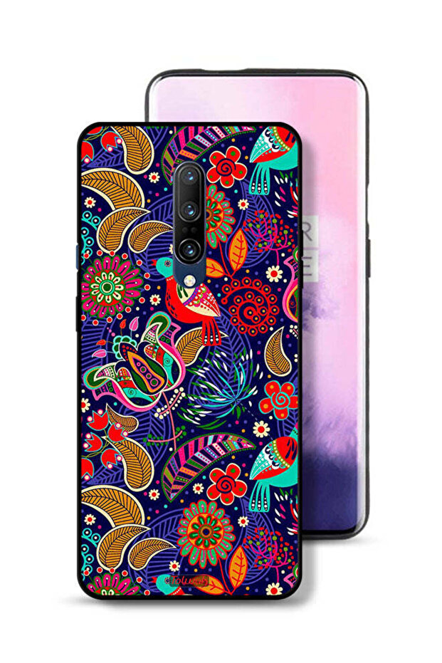 غطاء حماية لهاتف OnePlus 7 Pro بنقشة طيور وزهور
