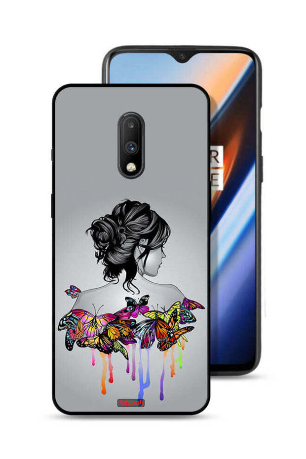 OnePlus 7 Protective Case Cover Butterflies And Girl Abstract Art